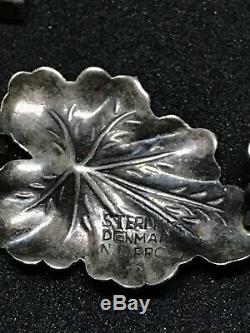Vintage Sterling Silver Denmark 925s Flowers N. E From Necklace Bracelet Set