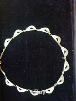 Vintage Sterling Silver Guilloche Enamel IVAR HOLTH NORWAY Modernist Necklace