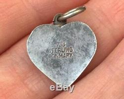 Vintage Sterling Silver Heart Charm Blue Enamel Volmer Bahner Vb Denmark