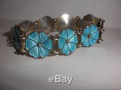 Vintage Sterling Silver Norway Aksel Holmsen Flowers Enamel Jewelry Bracelet