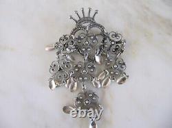 Vintage Sterling Silver Traditional Norway Brooch Crown Pin