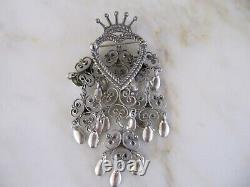 Vintage Sterling Silver Traditional Norway Brooch Crown Pin