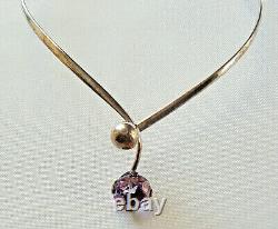 Vintage Swedish Modernist 830S Pege Alton Choker Amethyst Collar Necklace