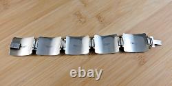 Vintage Thune Norway Sterling Silver Aqua Blue Enamel Viking Ship Bracelet #110