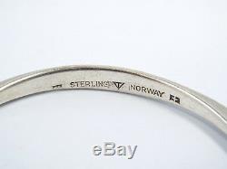 Vintage Tone Vigeland Norway Hammered Sterling Silver Modernist Bangle Bracelet