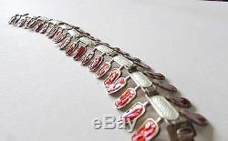 Vintage Tostrup Sterling Silver & Guilloche Enamel Sea Serpent Bracelet-Norway