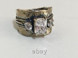 Vintage? Unique? 925 Sterling Silver? Princess Cut? CZ Ring S 6.5 Handmade