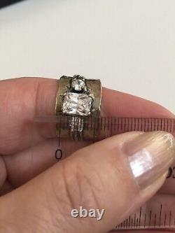 Vintage? Unique? 925 Sterling Silver? Princess Cut? CZ Ring S 6.5 Handmade