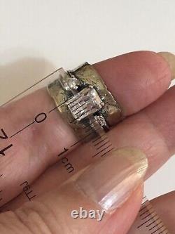 Vintage? Unique? 925 Sterling Silver? Princess Cut? CZ Ring S 6.5 Handmade