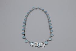 Vintage Volmer Bahner Sterling Silver Light Blue Enamel Hearts Necklace