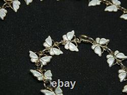 Vintage Volmer Bahner Sterling & White Enamel Butterfly Bracelet And Necklace