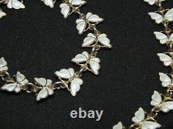 Vintage Volmer Bahner Sterling & White Enamel Butterfly Bracelet And Necklace