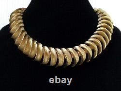 Vintage Volupte Necklace Tone Modernist Choker Gold Link Costume Jewelry Signed