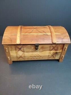 Vintage Wooden Scandinavian-Style Jewelry box Signed by Artist T Helde