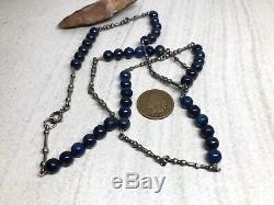 Vintage modernist Finland Kultateollisuus Ky 830H Silver Lapis Beads necklace