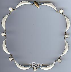 Volmer Bahner Denmark Vintage Beauty Sterling Silver White Enamel Necklace