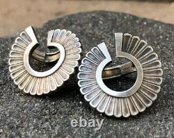 Vtg 1915-32 Modernist Georg Jensen Art Deco Sterling Silver Clip on Earrings #92