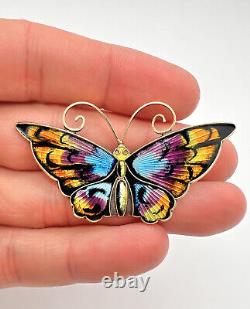 Vtg David Andersen Norway Sterling Silver Colorful Enamel Butterfly Pin 2 1/4