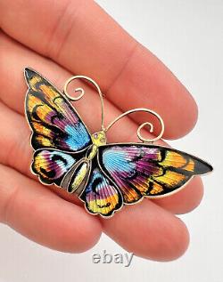 Vtg David Andersen Norway Sterling Silver Colorful Enamel Butterfly Pin 2 1/4