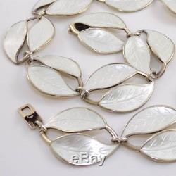 Vtg David Andersen Sterling Silver Modernist Enamel Leaf Necklace 15 LDA8