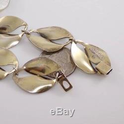 Vtg David Andersen Sterling Silver Modernist Enamel Leaf Necklace 15 LDA8