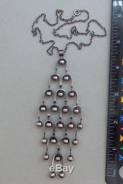 Vtg Erik Granit of Finland Modernist Sterling Silver Pendant Necklace 4 3/4