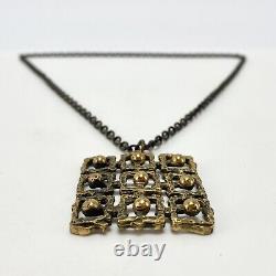 Vtg Finnish Bronze Necklace w Pendant Alpo Tammi Tammen Koru Brutalist Jewelry