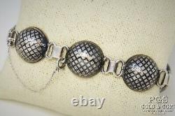 Vtg Imperial Russian Silver Bracelet circa 1850s, Gemstone Earrings 4pc 22940