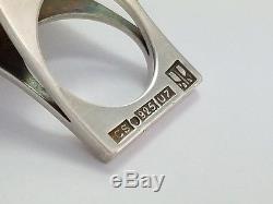 Vtg Kaunis Koru Finland Gigantic Sterling Silver Modernist Statement Ring 5.75