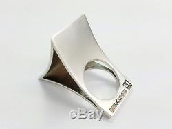 Vtg Kaunis Koru Finland Gigantic Sterling Silver Modernist Statement Ring 5.75