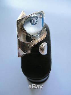 Vtg LAPPONIA Kohoutek Ring Designed by Björn Weckström Sterling Silver & Acrylic