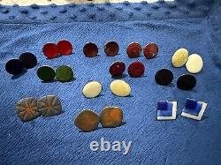 Vtg Lot 12 Pr Mid Century Modern Scandinavian Copper Enamel Screw Back Earrings