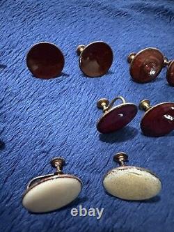 Vtg Lot 12 Pr Mid Century Modern Scandinavian Copper Enamel Screw Back Earrings