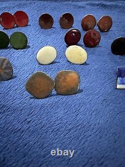 Vtg Lot 12 Pr Mid Century Modern Scandinavian Copper Enamel Screw Back Earrings