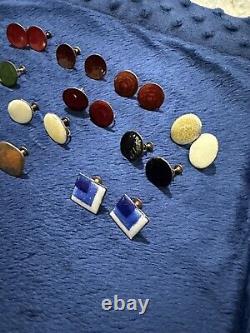 Vtg Lot 12 Pr Mid Century Modern Scandinavian Copper Enamel Screw Back Earrings