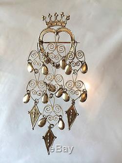 Vtg Solje 830s Silver Heart Crown Norway Wedding Brooch Pin K. A. Rasmussen Oslo