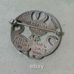 Vtg Sterling Norse Nords Uror Fate Past Present Future Swans Brooch Pin 11m 57