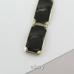 Vtg Sterling Silver Vermeil Black Enamel Norway Modernist Signed Opro Bracelet