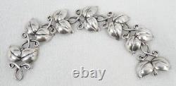 Vtg Swedish Mid-Century Sterling Double Leaf Bracelet Haglund Studio Sweden 1946