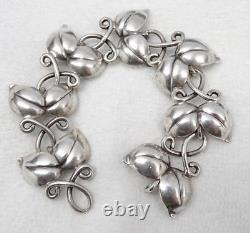 Vtg Swedish Mid-Century Sterling Double Leaf Bracelet Haglund Studio Sweden 1946