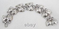 Vtg Swedish Mid-Century Sterling Double Leaf Bracelet Haglund Studio Sweden 1946