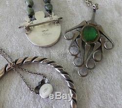 Vtg sterling silver necklace bracelet lot Denmark modern Dragsted NE From amber