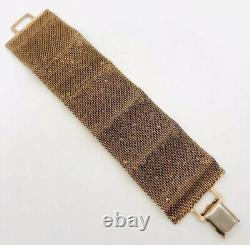 Wide Mesh Repousse Bracelet Applied Scandinavian Design Vintage Jewelry