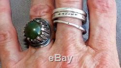 Wonderful Vintage Modernist Sterling Green Stone High Standing Statement Ring
