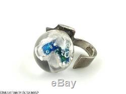 X-RARE Modernist 1970s Bjorn Weckstrom Lapponia SILVER and ACRYLIC Space RING