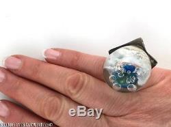 X-RARE Modernist 1970s Bjorn Weckstrom Lapponia SILVER and ACRYLIC Space RING