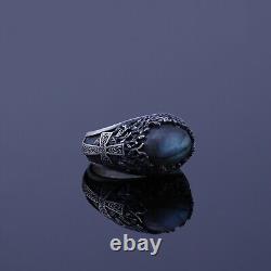 Yggdrasill Ring Celtic Cross Labradorite Vintage Tree of Life Mythological Ring